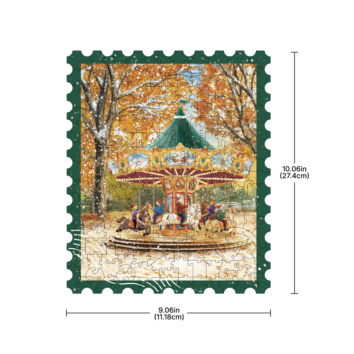 Rowood Golden Autumn Carousel Wooden Jigsaw Puzzle TA008 3D wooden vehicle puzzle, detail of decorative elements and finish