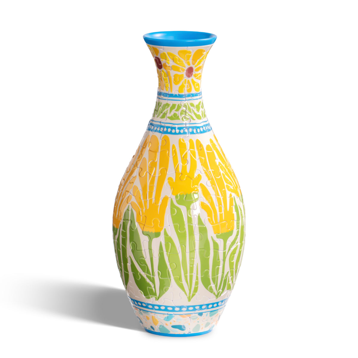 ROBOTIME Puzzle Vase Summer Blossoms Sunset Mosaic VAS001 3D wooden puzzle model, product front view on neutral background
