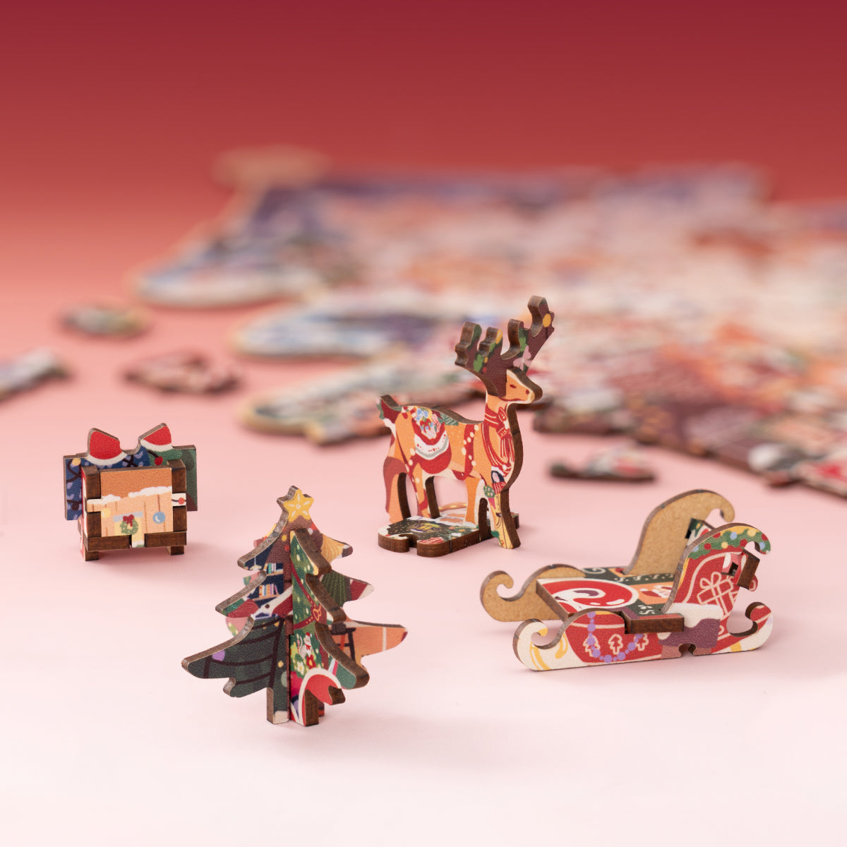 Rowood Christmas Town wooden jigsaw puzzle, finished display detail TA007
