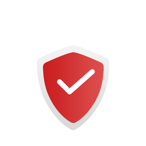 Robotime quality assurance icon showing a red shield with white checkmark on a light gray background