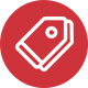 Robotime Online icon showing a red circular badge with a white price tag representing sale and discount pricing.