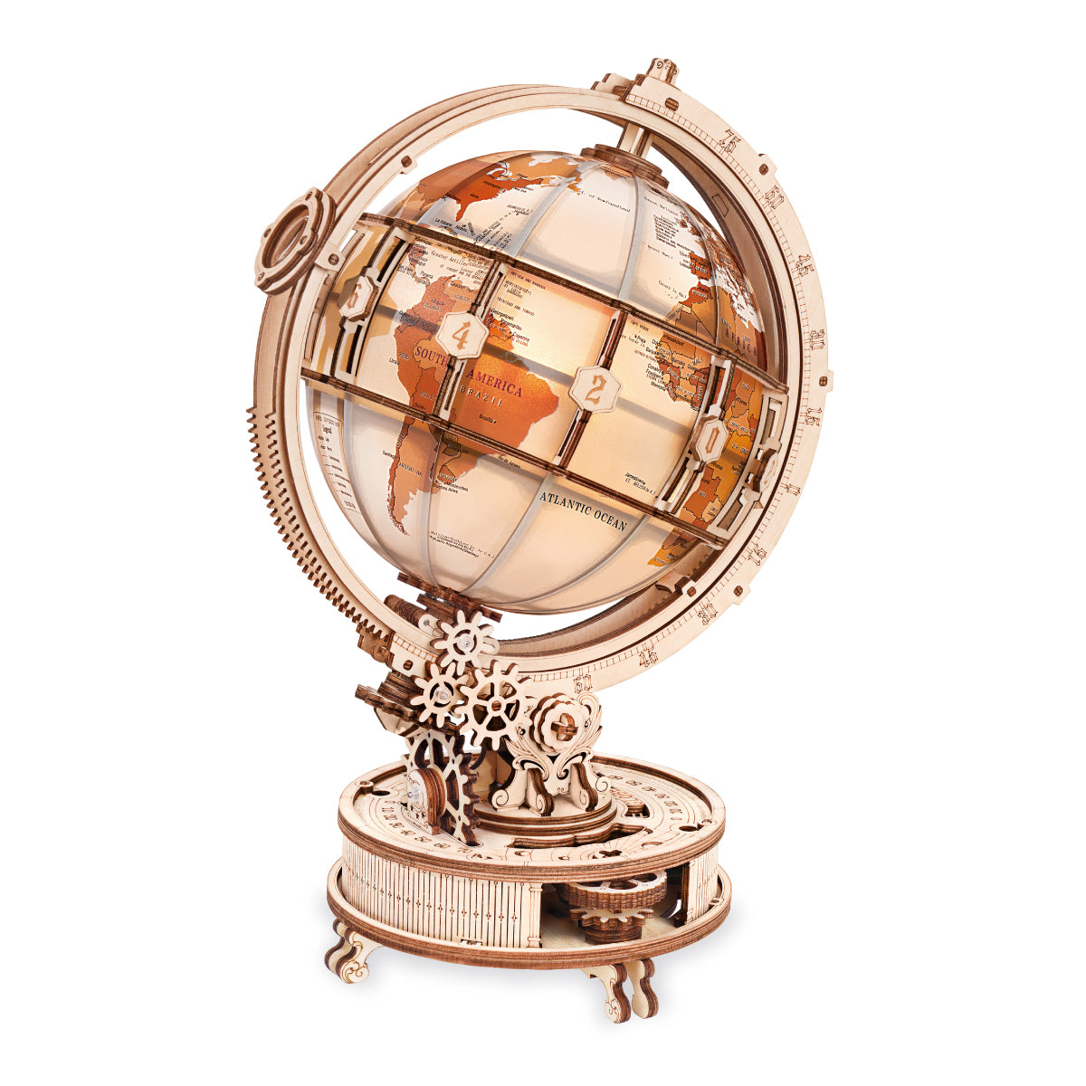 ROKR Luminous Globe 3D Wooden Puzzle ST003D (Electric Version) ST003D, product front view on neutral background