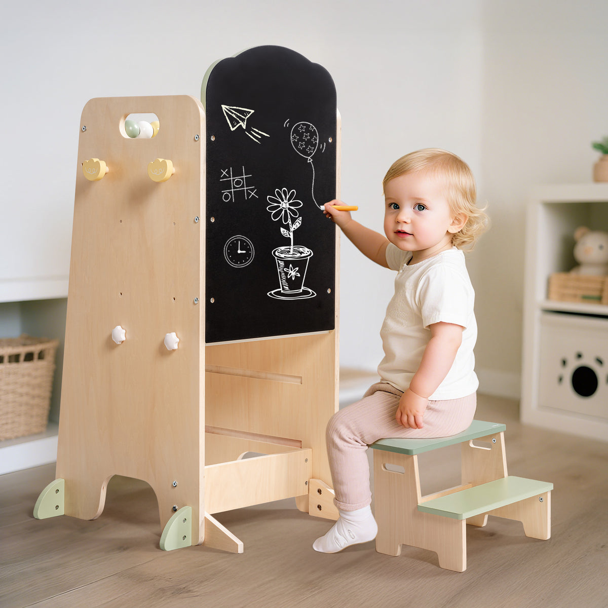 ROBUD Toddler Standing Tower with Step Stool Set main product photo