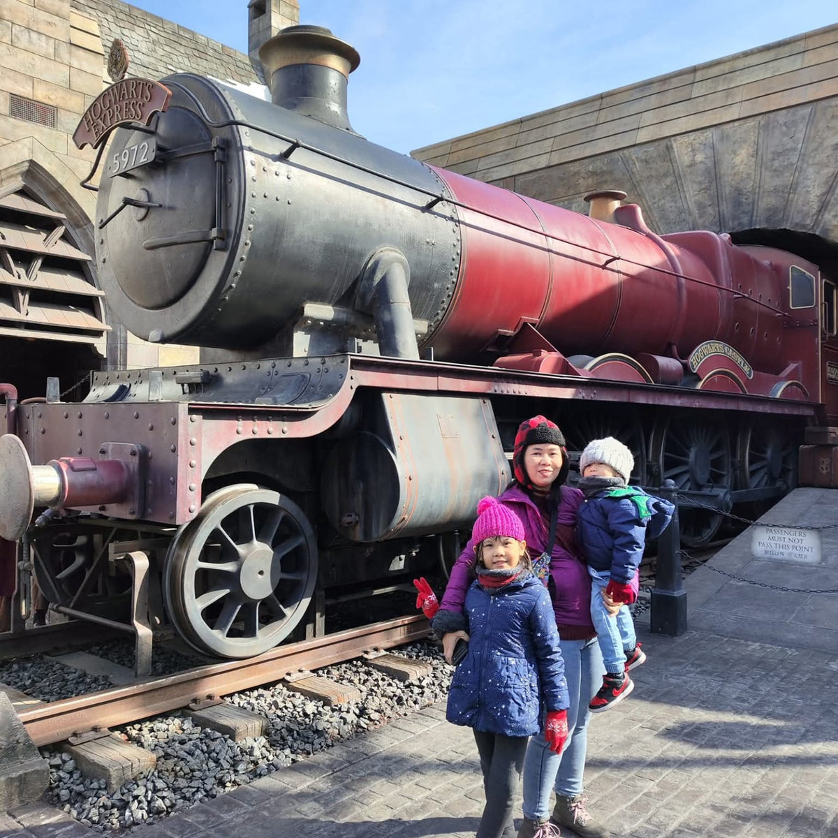 Our kids were so amazed to see steam coming out of the train.