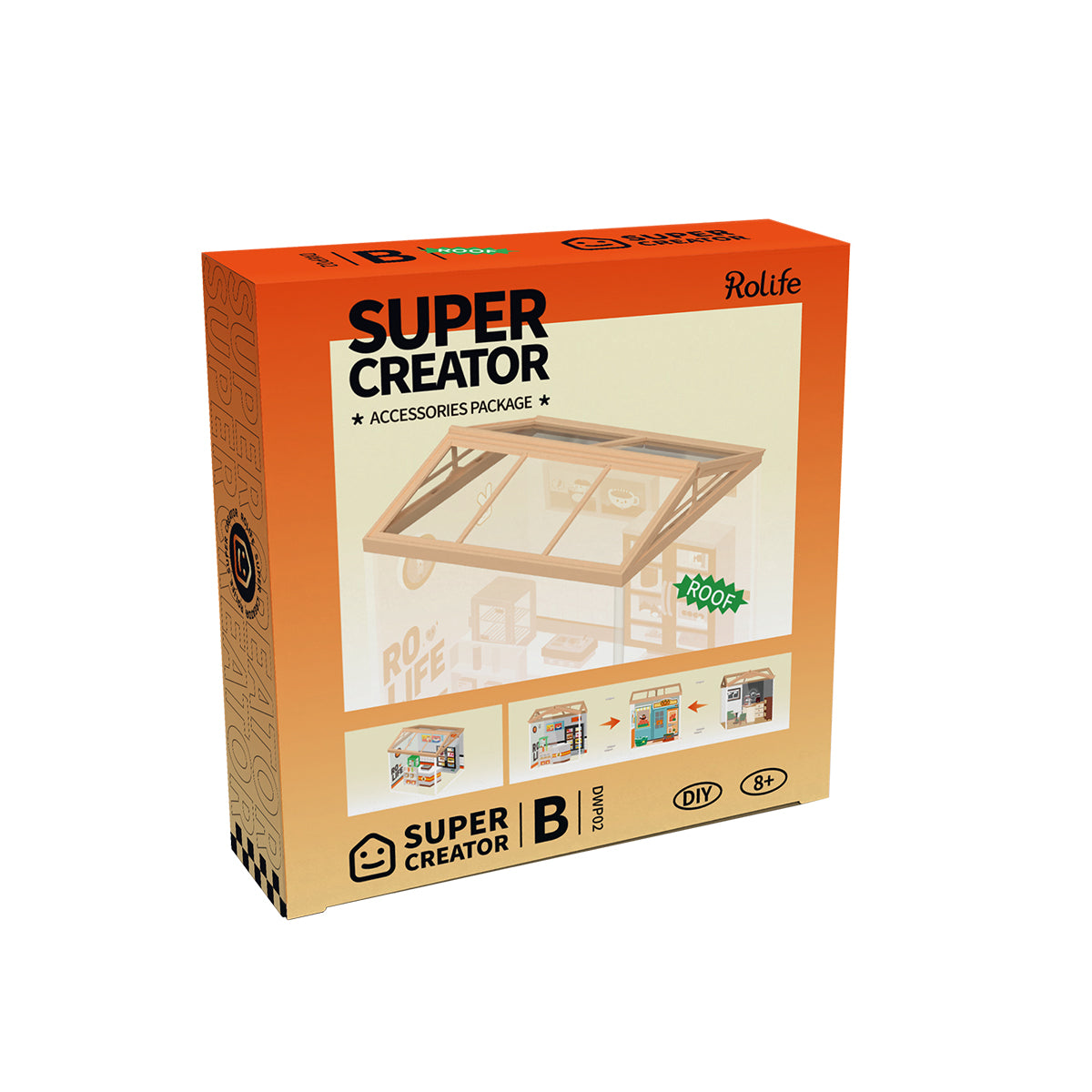 Rolife Super Creator DIY miniature house series scene with colorful interior room detail, furniture, and decorative accessories