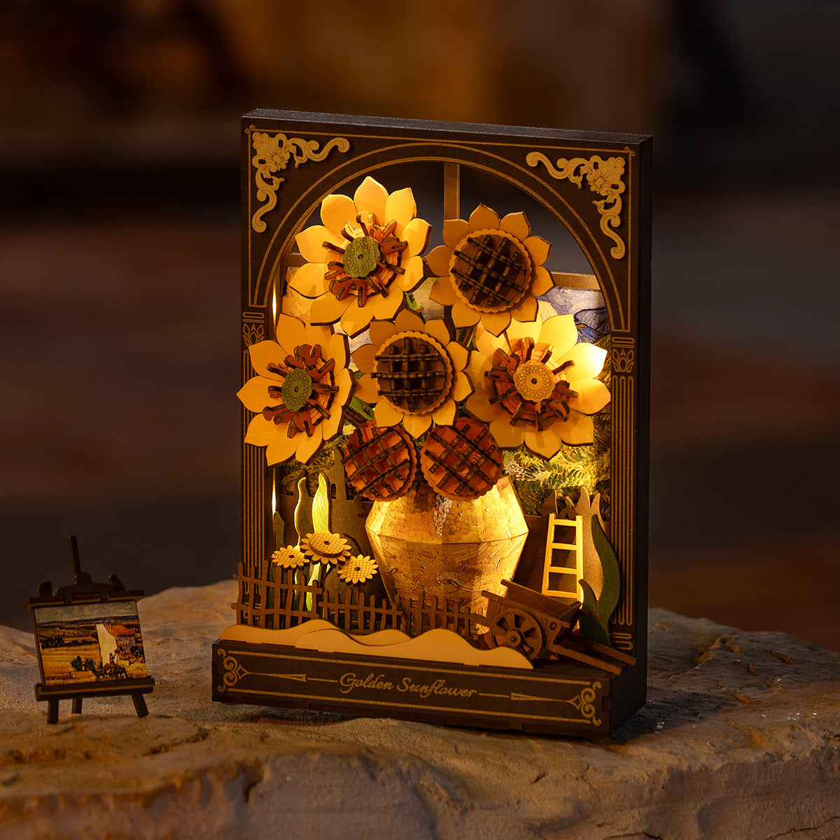 Rowood Golden Sunflower Wall Art 3D Wooden Puzzle TH002, 3D wooden wall art puzzle, lifestyle scene