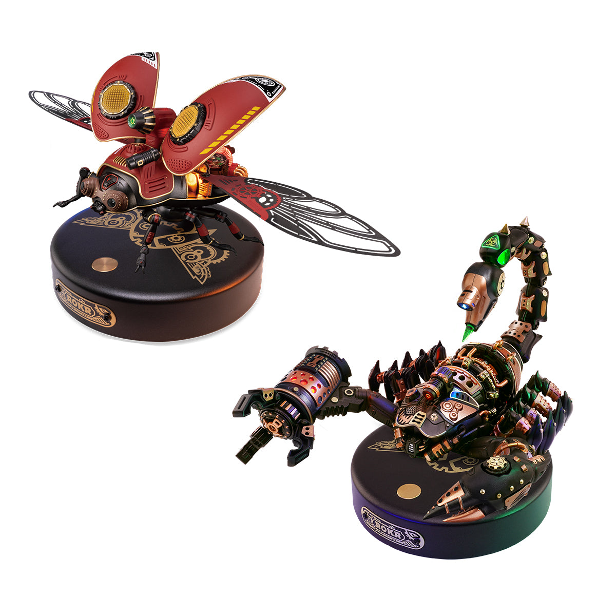 ROKR Mechanical Age Series 3D wooden robot model kit, interior cutaway showing inner mechanism