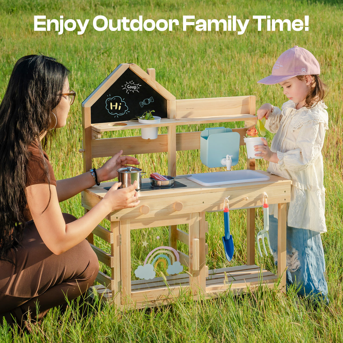 ROBUD Outdoor Mud Kitchen for Kids ¨C Wooden Play Kitchen with Accessories, view 5
