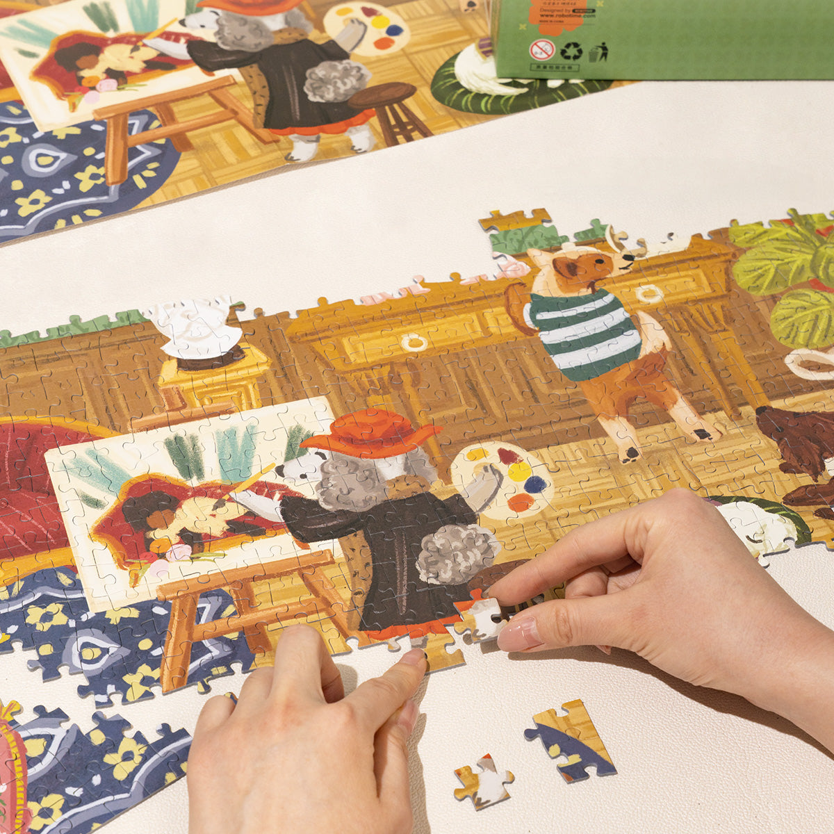 Rolife Doggie Art Gallery 1000 Piece Jigsaw Puzzle PT008, wooden jigsaw puzzle, close-up detail