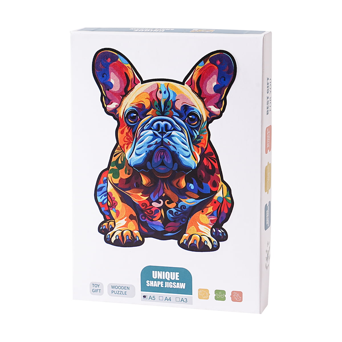 ROBOTIME, French Bulldog, wooden jigsaw puzzle, styled scene