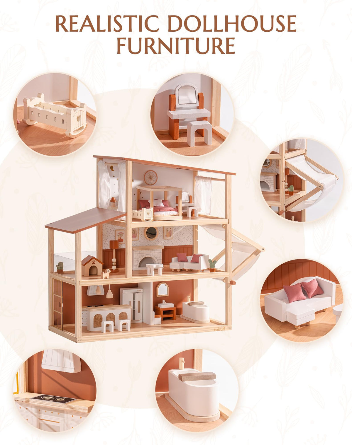 Robud wooden dollhouse bohemian, in-use scene