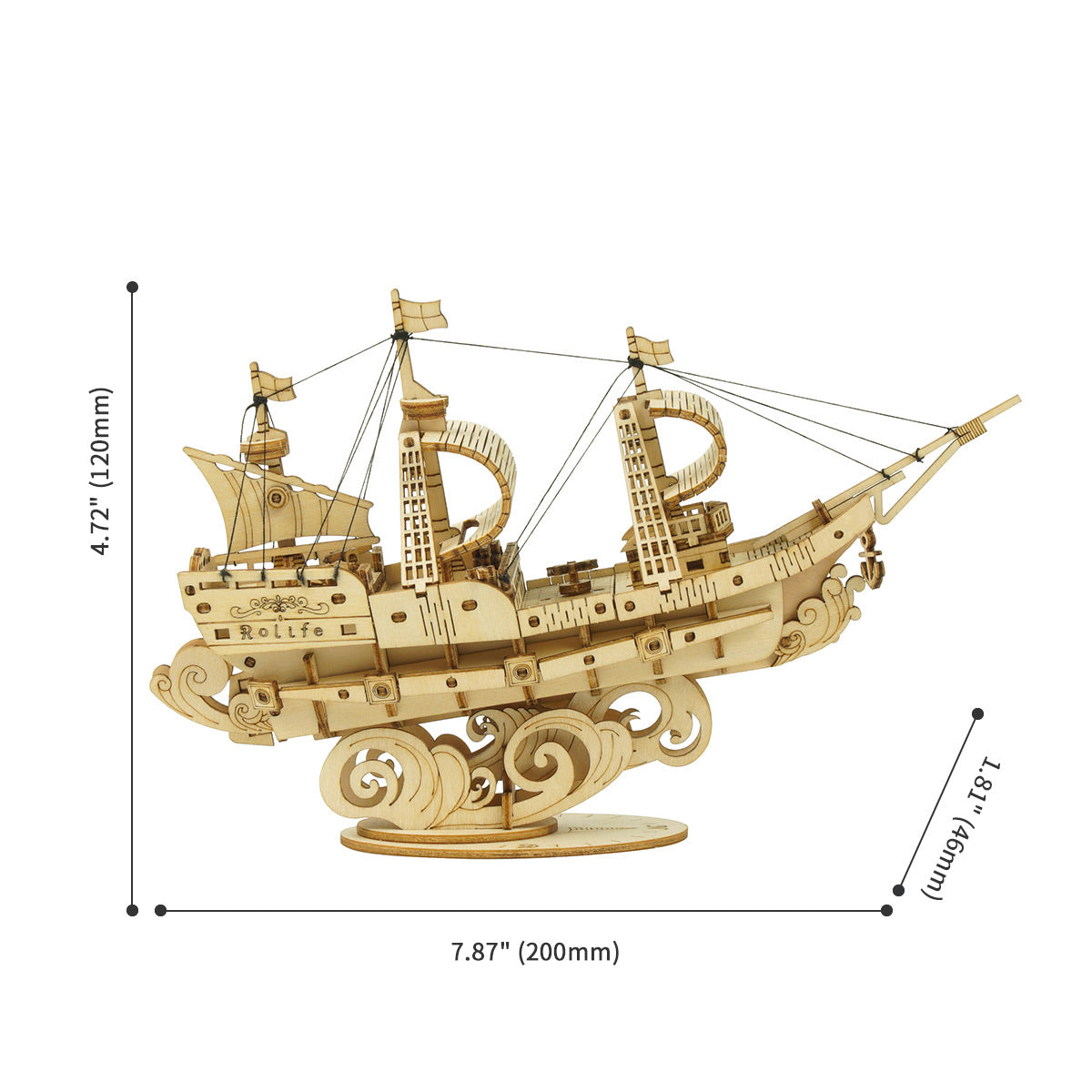 Rolife, Sailling Ship, TG305, 3D wooden ship model puzzle, styled scene