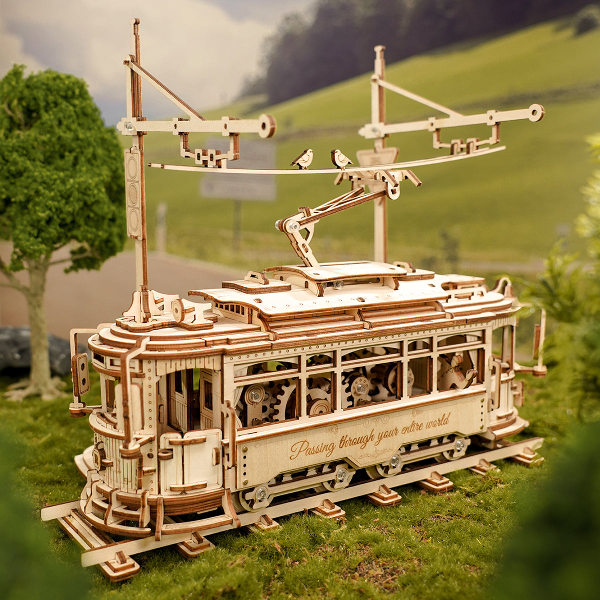 ROKR, Classic City Tram, LK801, 3D wooden tram puzzle, styled scene