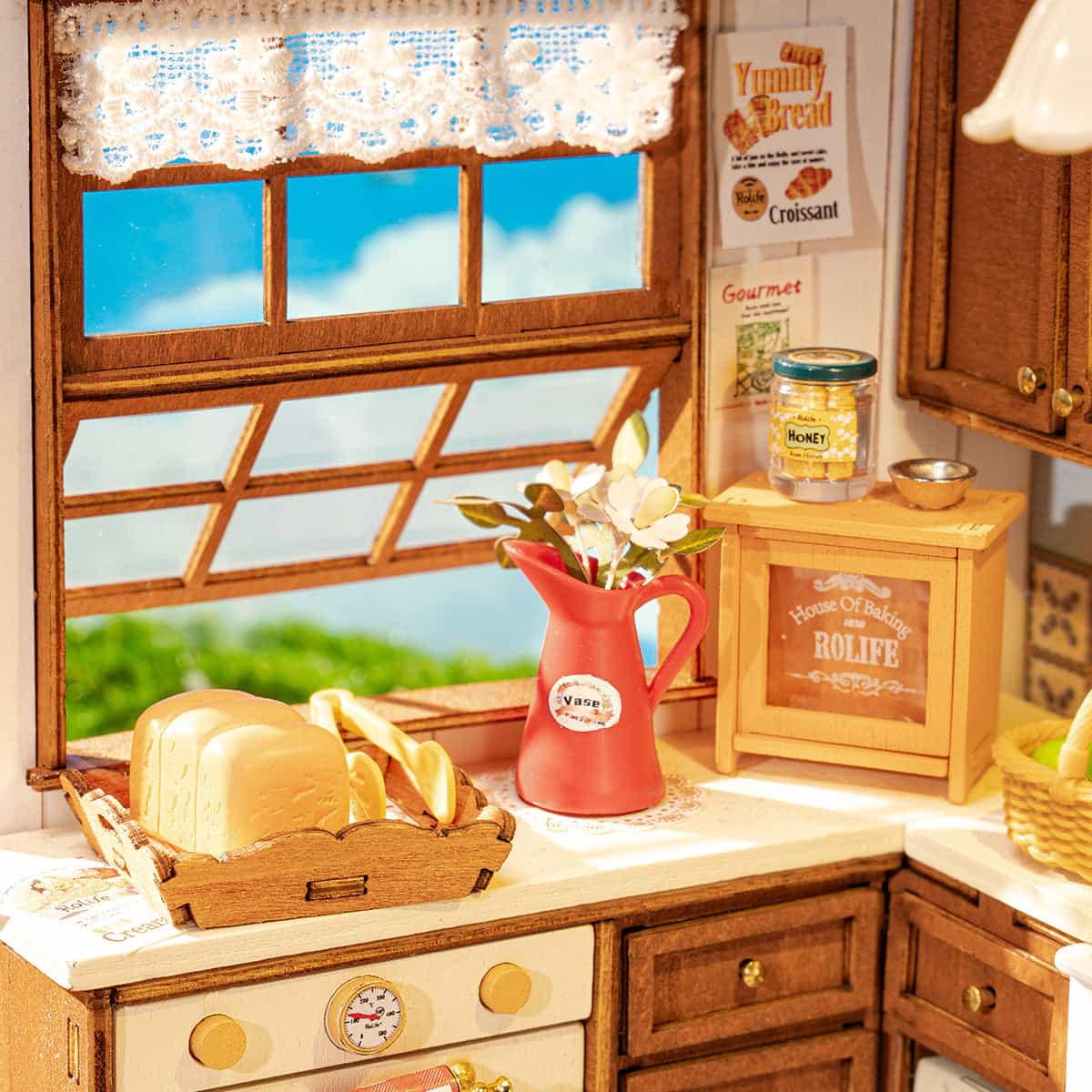Rolife Baking Kitchen DIY Miniature House DG172, DIY miniature dollhouse kit, styled photo