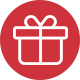 Robotime Online icon showing a red circular badge with a white gift box representing reward gifts for customers.