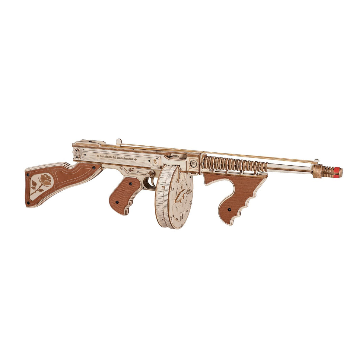 ROKR, Thompson Submachine Toy Gun, LQB01, 3D wooden toy gun puzzle, front view