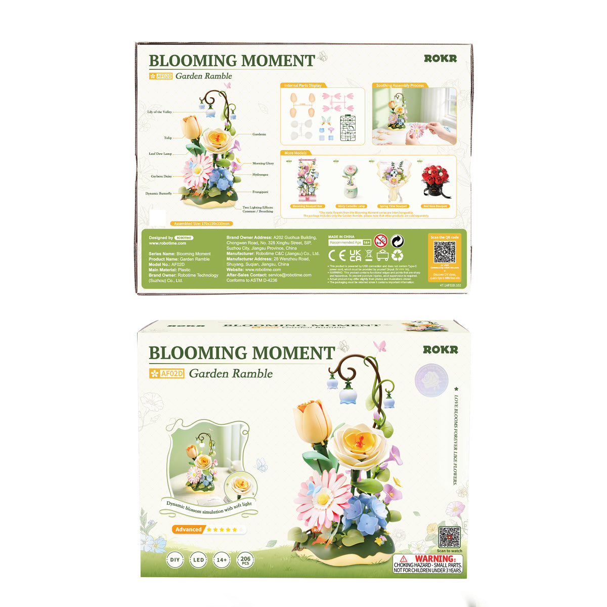 Blooming Moment garden kit packaging showing illustrated front and back panels