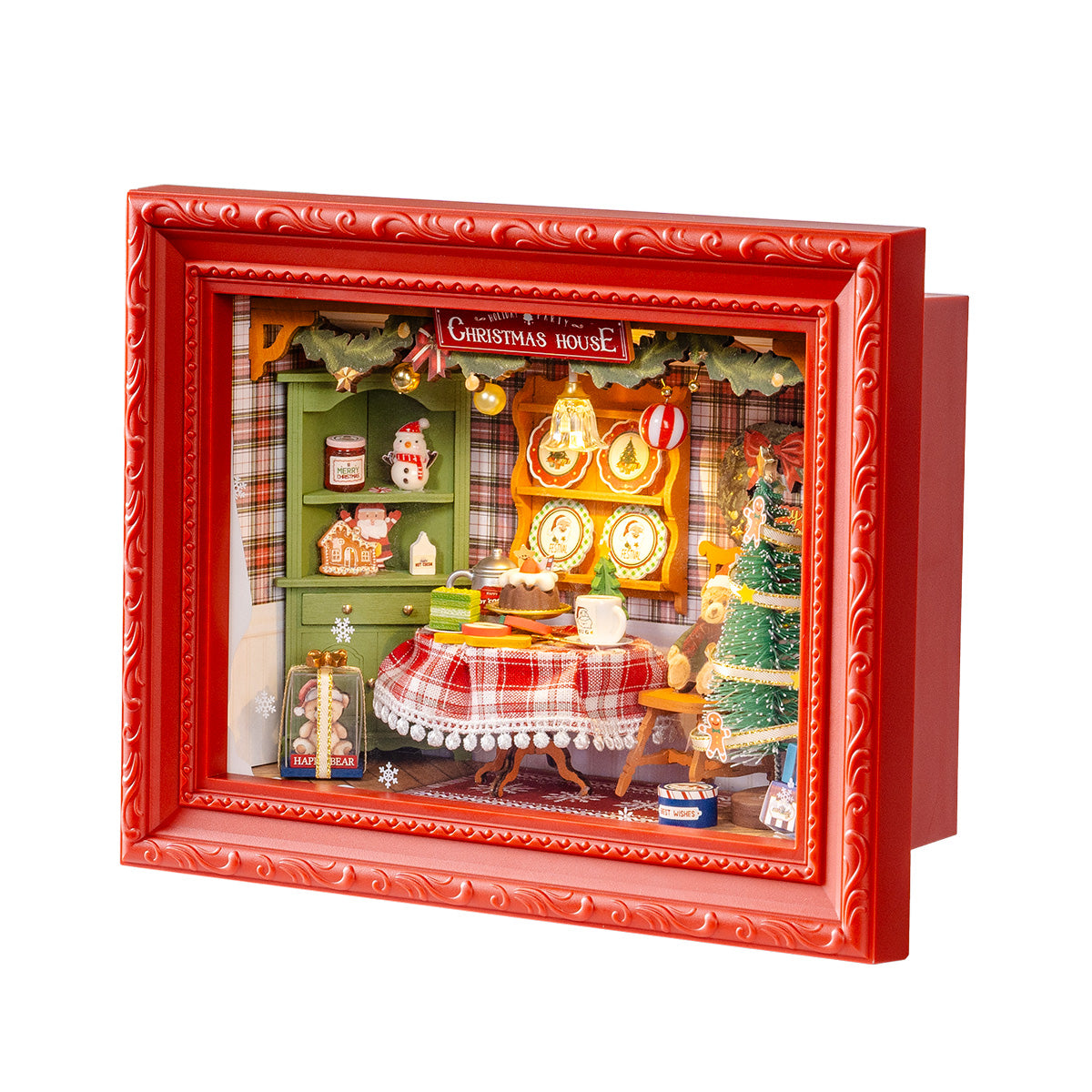 Rolife Christmas Eve Party 3D Wooden Puzzle DP005 3D wooden puzzle model, product front view on neutral background