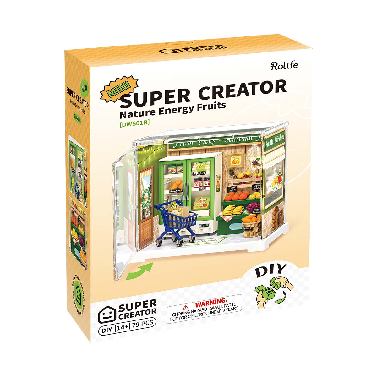 Rolife Nature Energy Fruits DIY miniature house kit, side view DWS01B