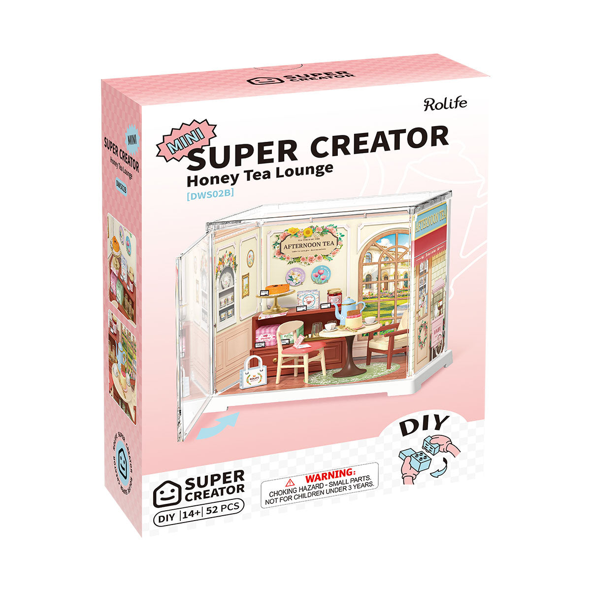 Rolife Honey Tea Lounge DIY miniature house kit, side view DWS02B
