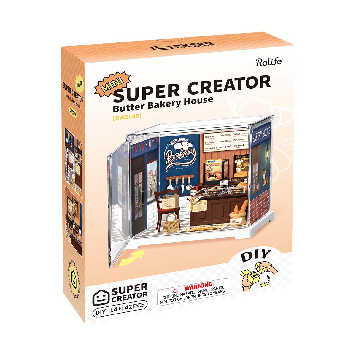 Rolife Butter Bakery House DIY miniature house kit, side view DWS03B