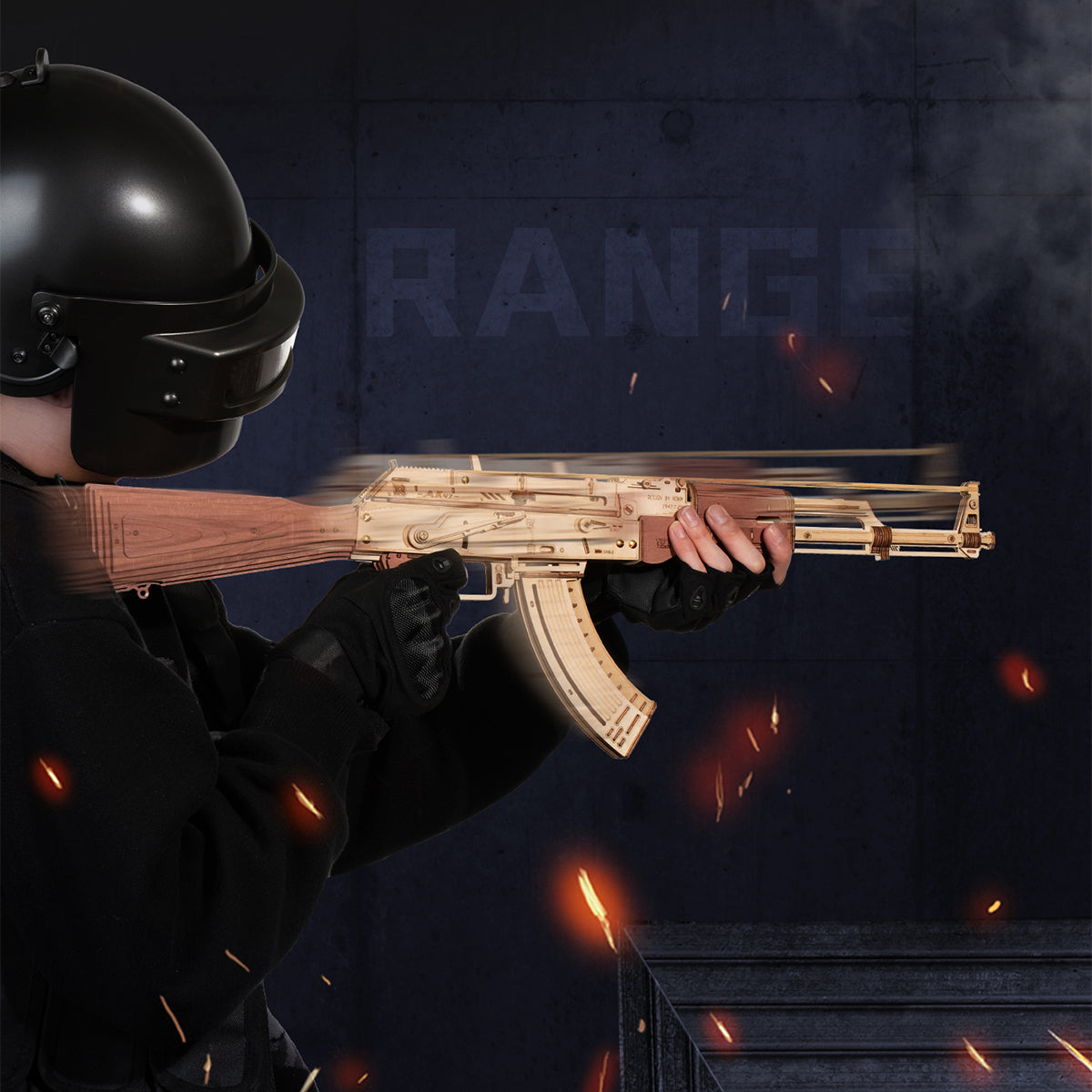 ROKR Gun Bundle + DIY gift bundle, product detail view: LQ901 wooden rifle and LQB01 wooden pistol DIY toy gun models LQB0...