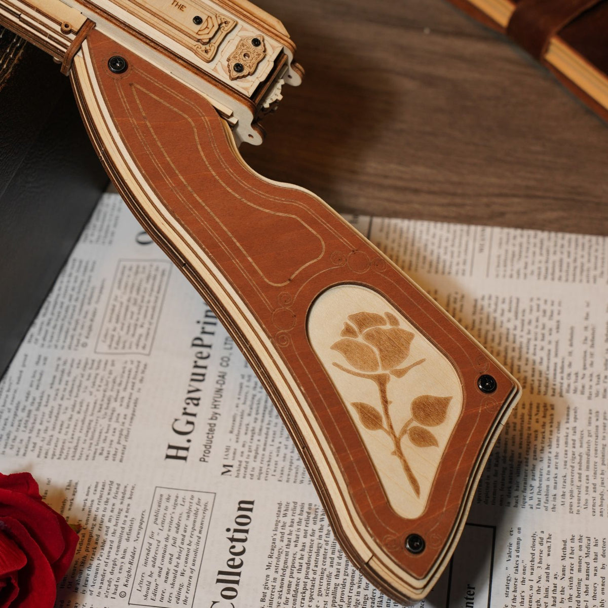 ROKR Gun Bundle + DIY gift bundle, product detail view: LQ901 wooden rifle and LQB01 wooden pistol DIY toy gun models LQB0...