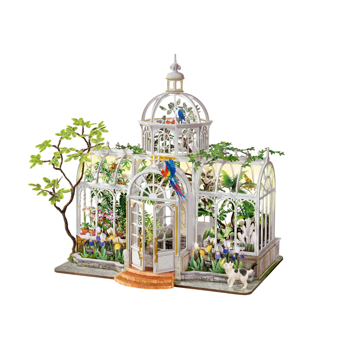 Rolife Oxygen Oasis greenhouse displayed open with leafy plants and sliced limes on white