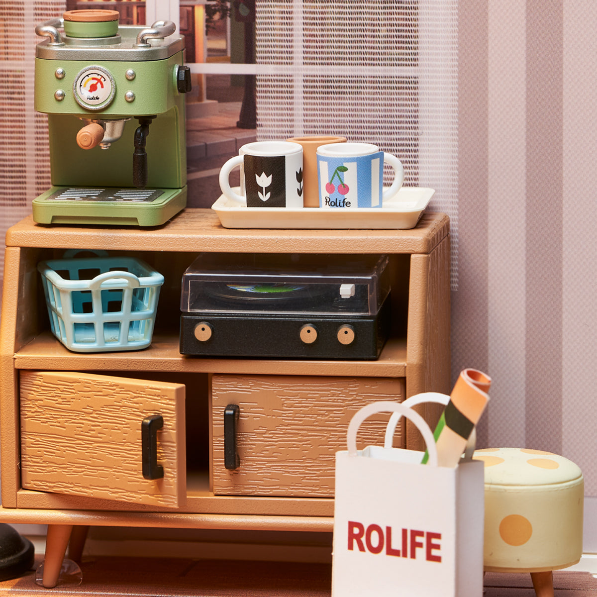 Rolife Super Creator 3 in һShape DIY miniature dollhouse kit, hands assembling laser-cut wooden pieces