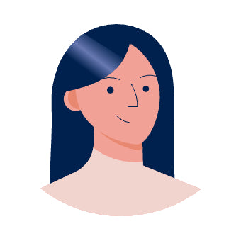 Flat illustrated Robotime avatar with dark hair for customer profile style 04