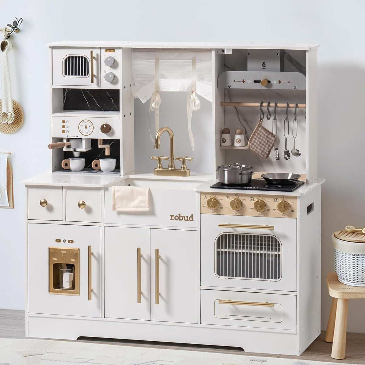 Modern Play Kitchen for Kids White main product photo