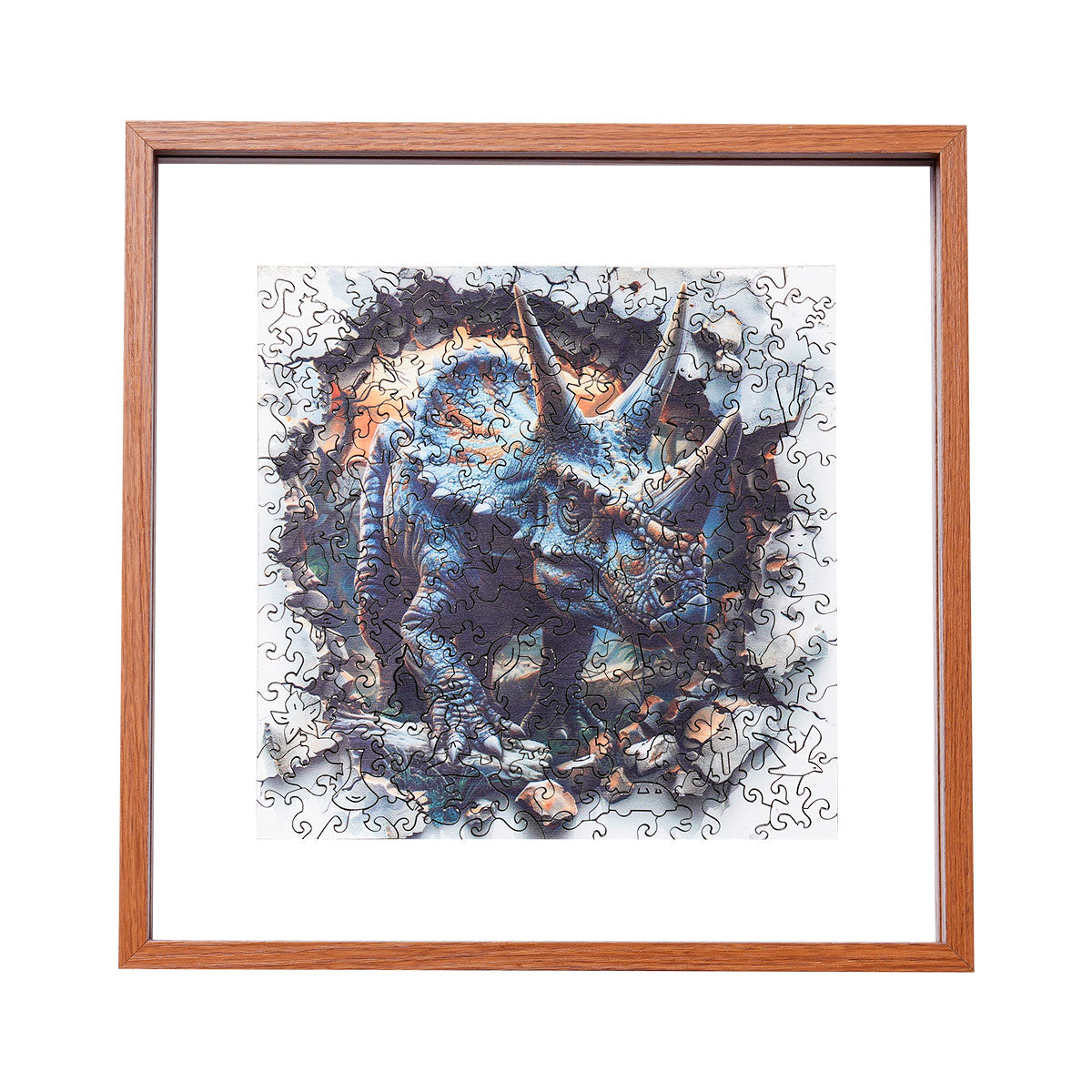 ROBOTIME Wall Breaking Triceratops Wooden Jigsaw Puzzle with Frame main product photo