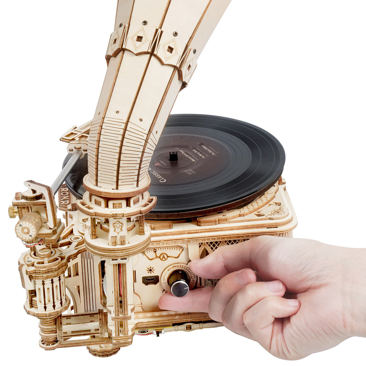 ROKR, Classic Gramophone, LKB01D, 3D wooden gramophone puzzle, styled scene