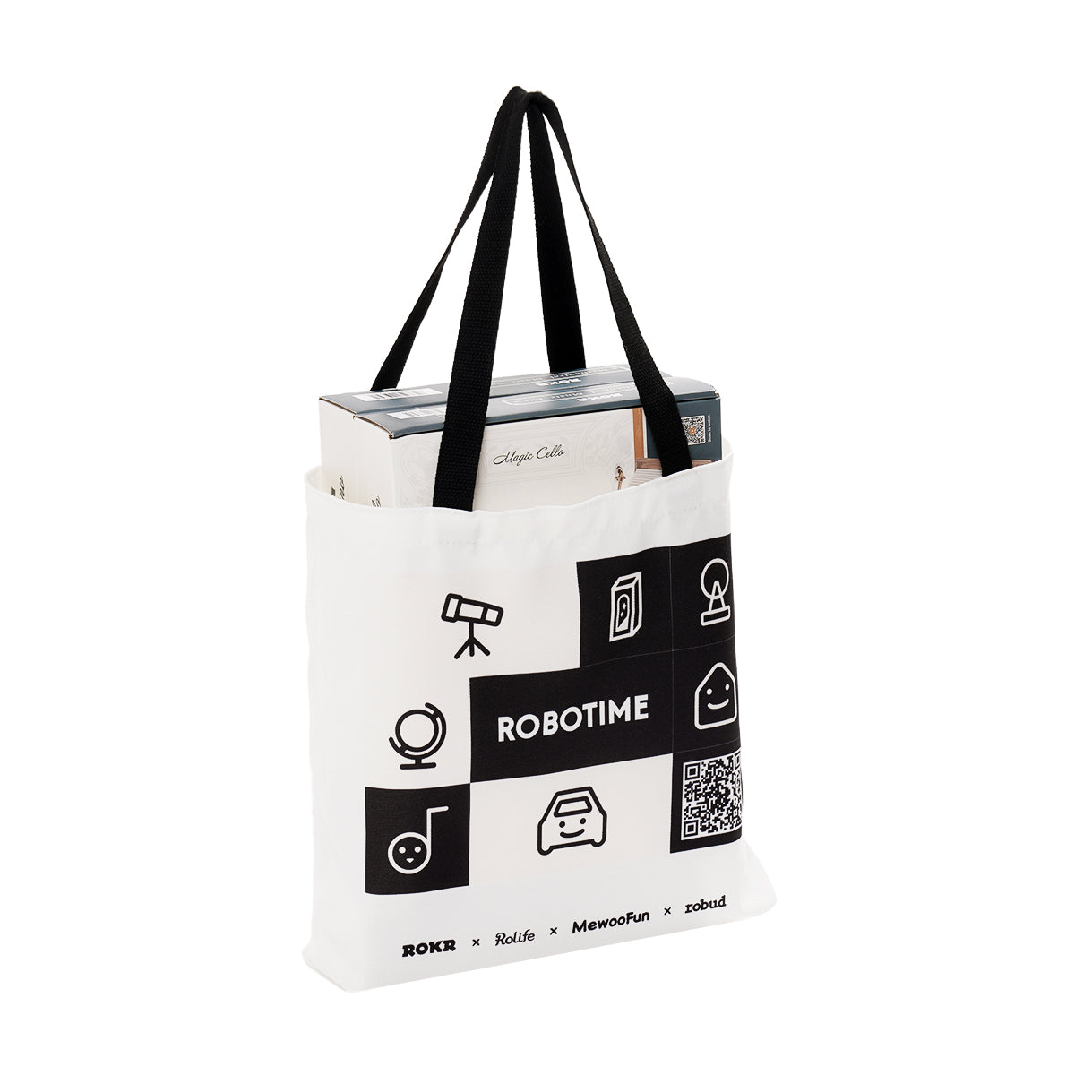 ROBOTIME, Canvas Bag, canvas tote bag, side angle