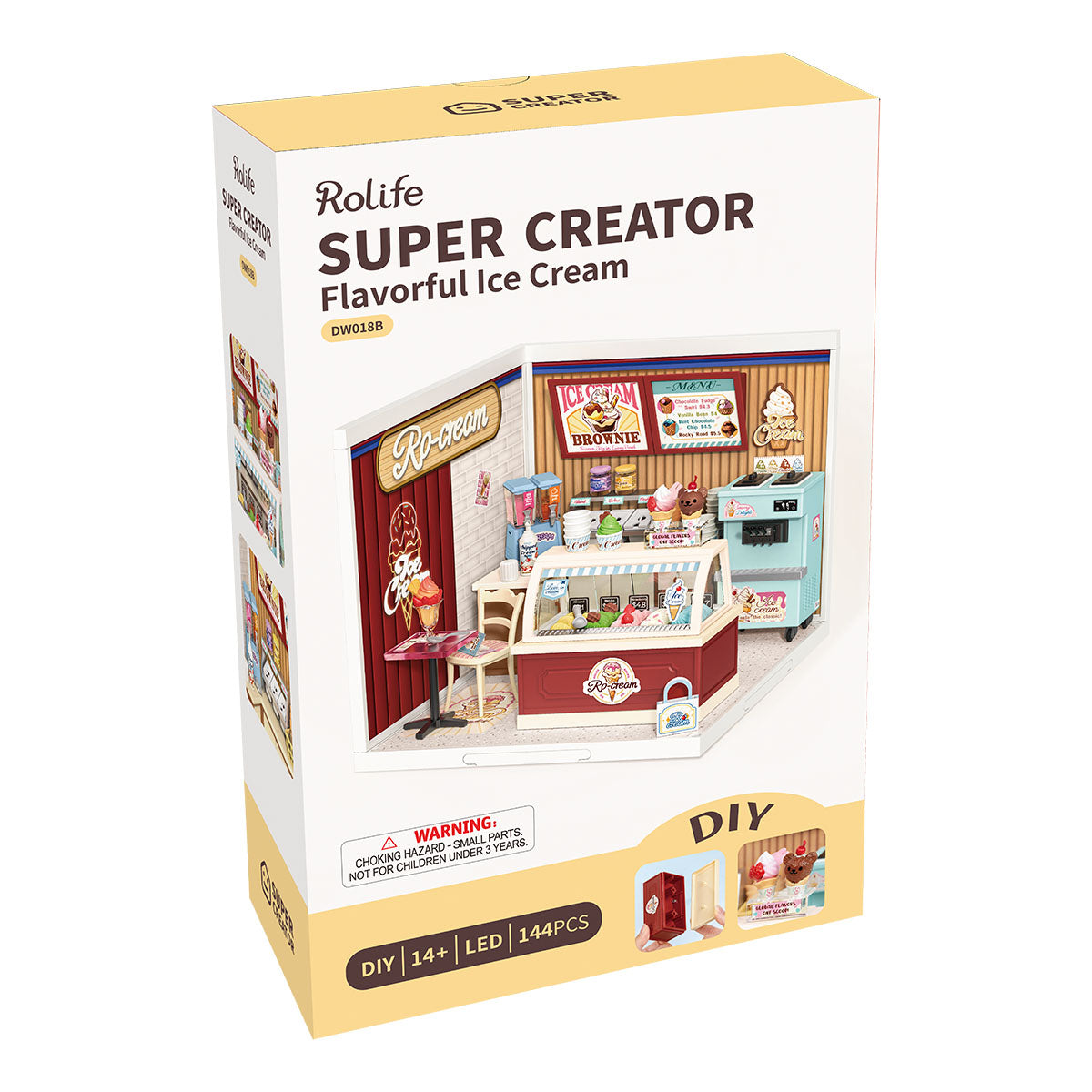 Rolife Flavorful Ice Cream DIY Miniature House DW018B, DIY miniature dollhouse kit, styled photo