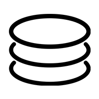 Robotime Online database icon, three-tier cylinder in simple line art on a white background