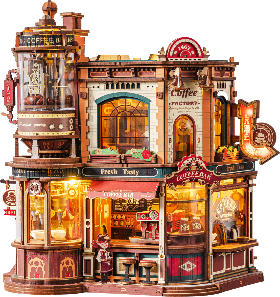 ROKR Dream Coffee Factory Music Box Wooden 3D Puzzle EAB02