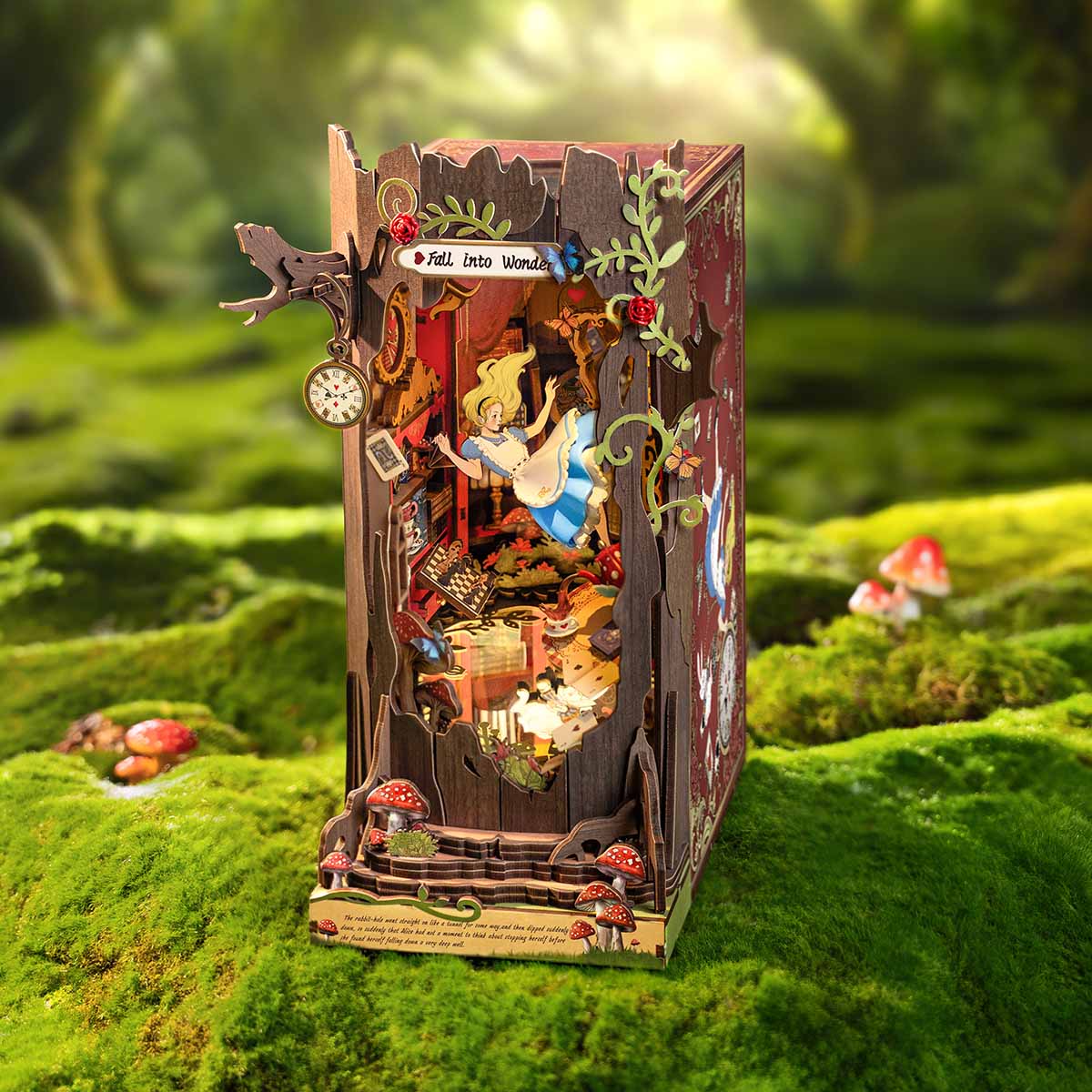 Rolife Fall into Wonder DIY Book Nook TGB12, 3D wooden book nook puzzle diorama, lifestyle scene