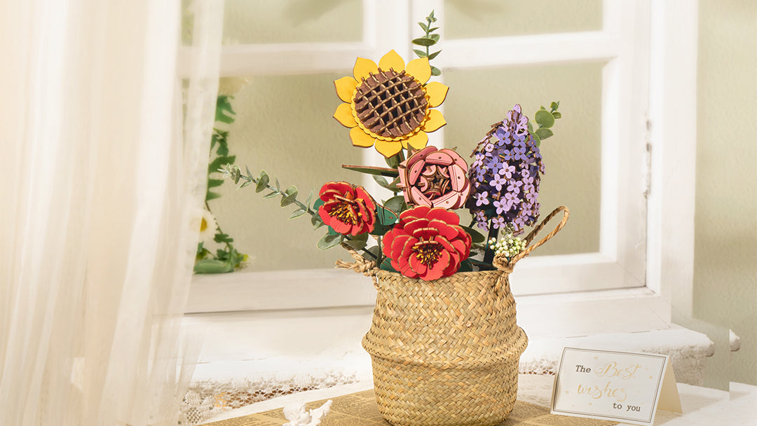Introducing Rowood DIY Wooden Flowers Bouquet A 3D Wooden Puzzle Set