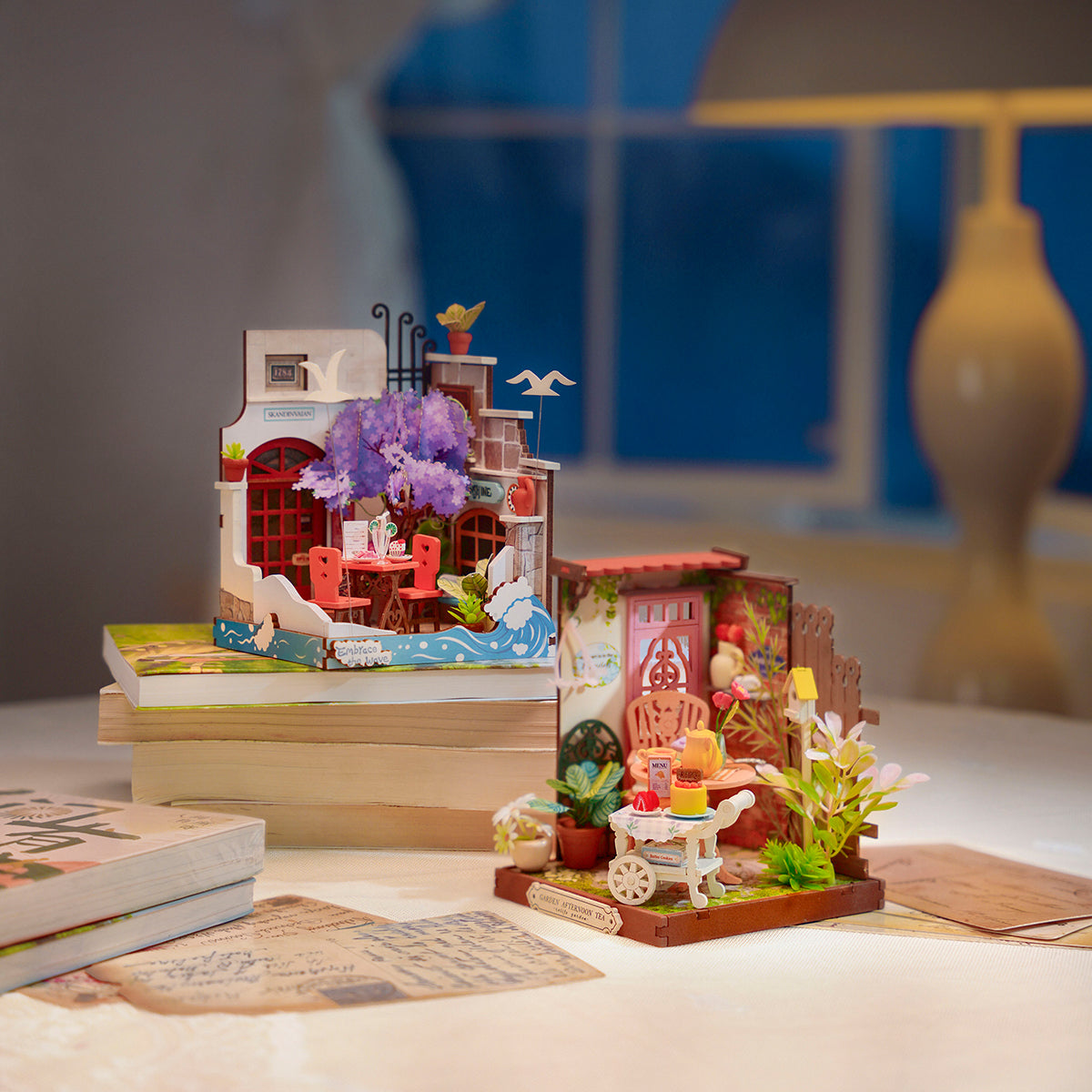 Rolife Little & Warm Space Series3 DIY book nook miniature kit, exploded view of components and parts