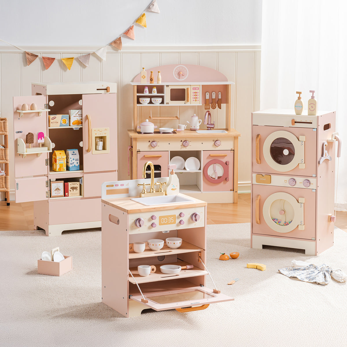 Robud Wooden Kids Kitchen PlaySet Seris -Pink main product photo