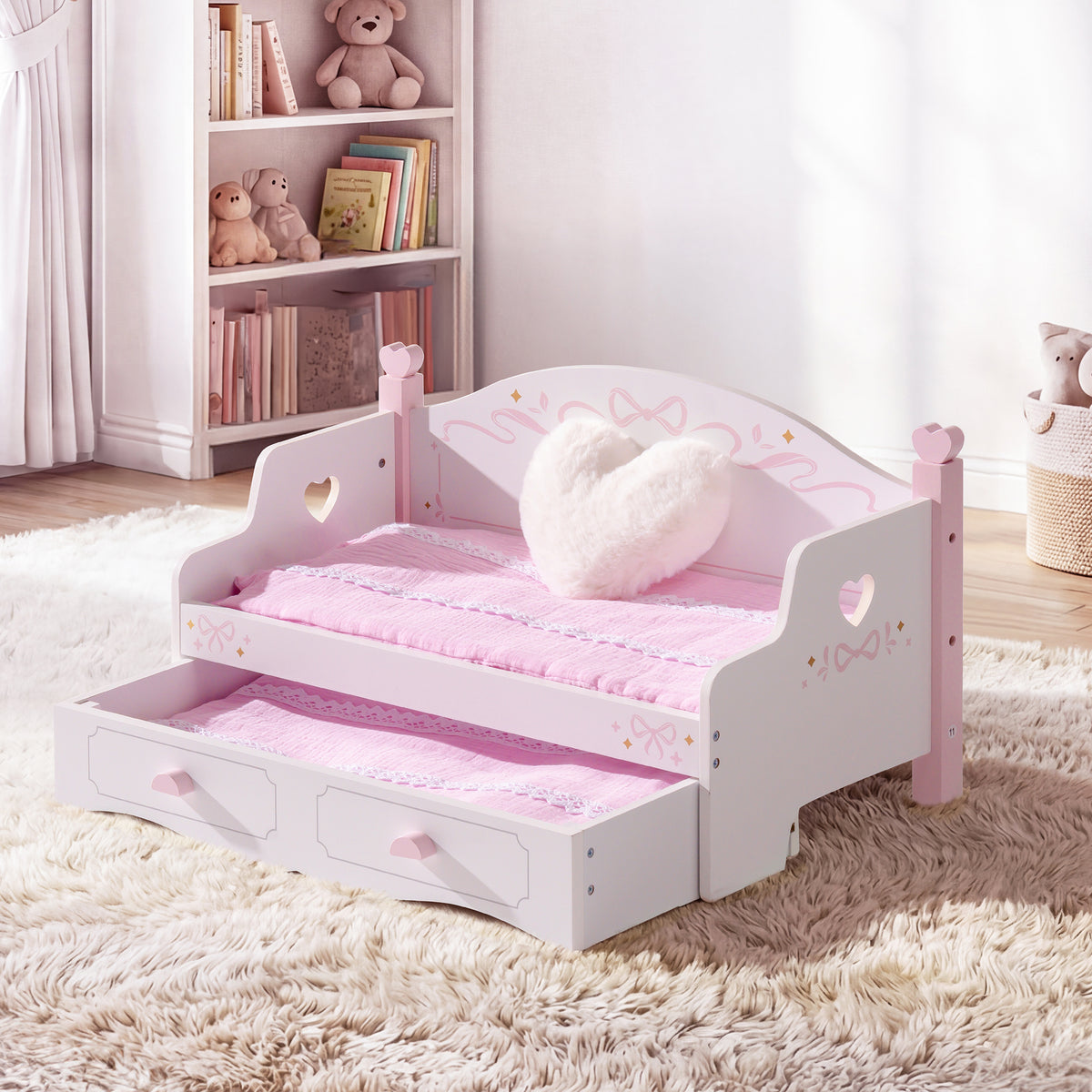 ROBUD Wooden All-in-One Baby Doll Doll Bunk Bed Sofa with Mattress main product photo