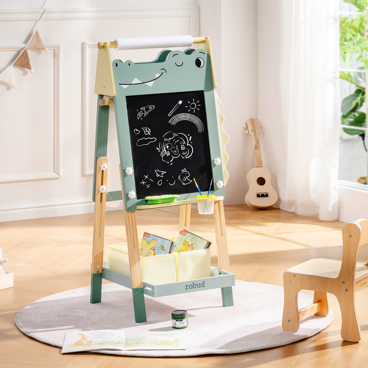 ROBUD Wooden Adjustable Crocodile Easel for Kids main product photo
