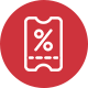 Robotime Online icon showing a red circular badge with a white percentage coupon symbol representing loyalty discount vouchers.