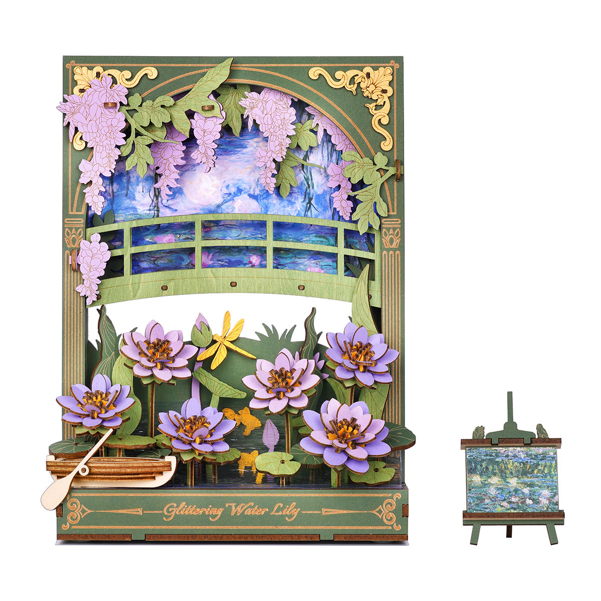 Rowood Glittering Water Lily Wall Art 3D Wooden Puzzle TH001, 3D wooden wall art puzzle, front product view