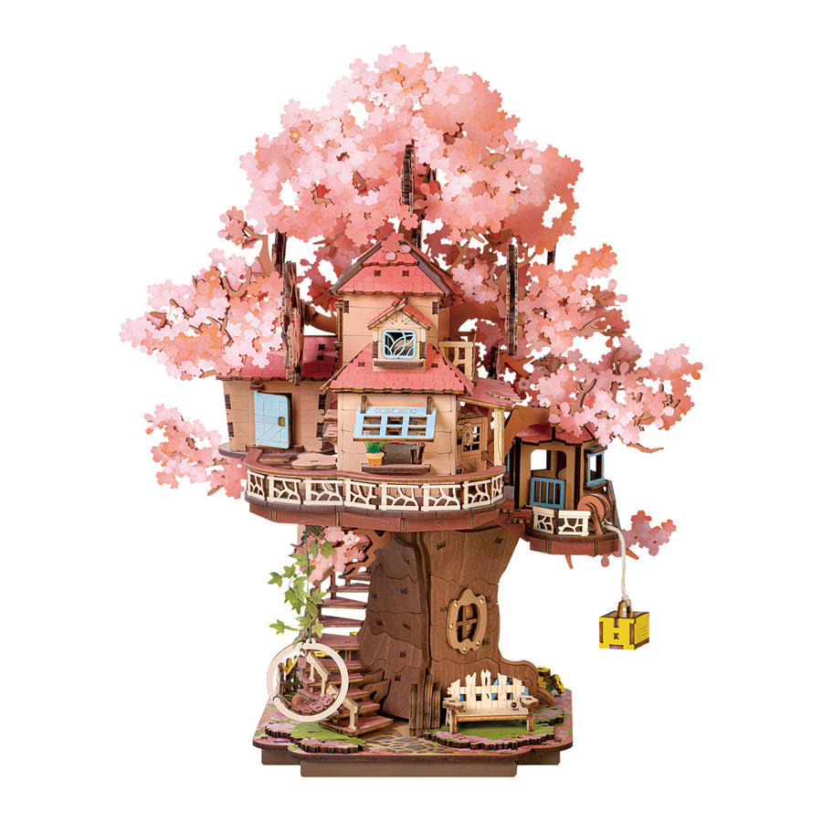 Rolife Sakura Tree House DIY Wooden 3D Puzzle TGS04, 3D wooden DIY tree house puzzle, front product view