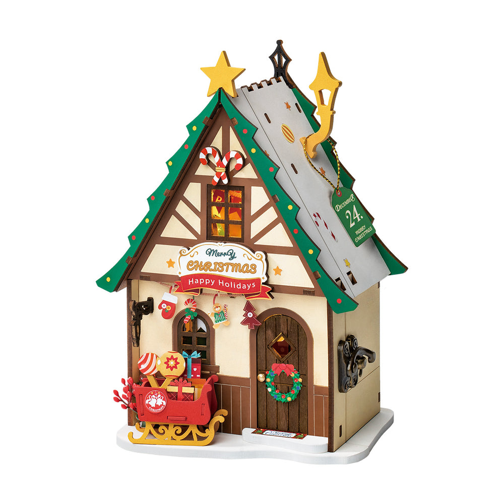 Maison de Noël scintillante Rolife Maison miniature à faire soi-même DS036