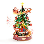 Rolife Christmas Melody Tree music box shows a decorated tree with Santa sleigh.