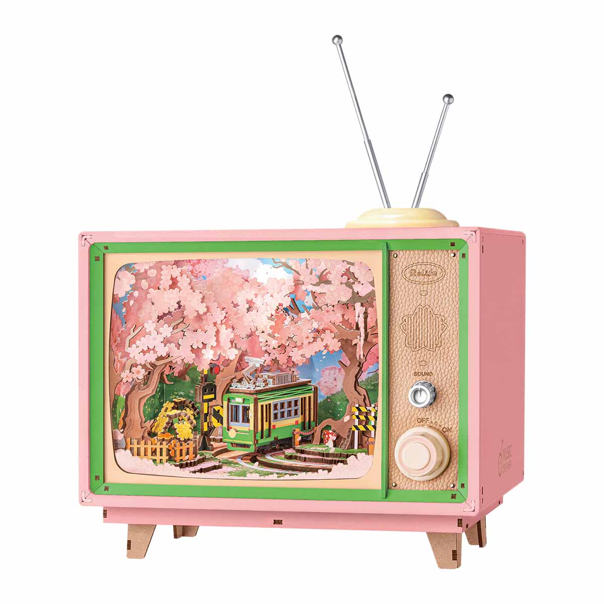 Rolife Sakura Dreamy Tour DIY music box 3D wooden puzzle, main hero shot AMT02