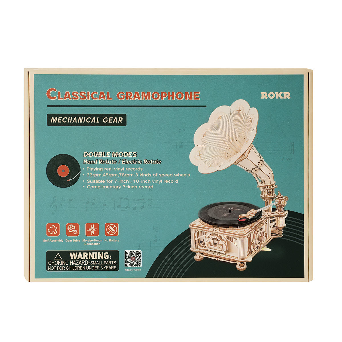 ROKR, Classic Gramophone, LKB01D, 3D wooden gramophone puzzle, lifestyle setup